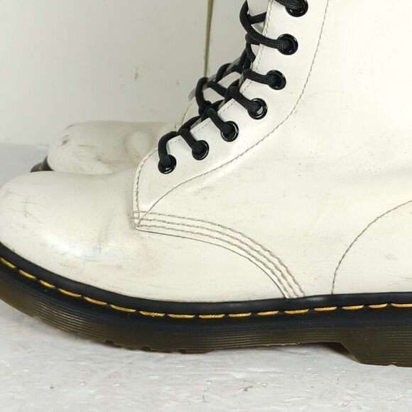 Dr. Martens Women's Pascal US7 White Leather Lace Up Ankle Combat Boots - Picture 3 of 16